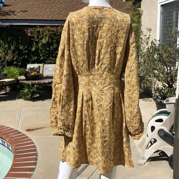 Free People Linen Blend Floral Dress Sz8 - Picture 6 of 8